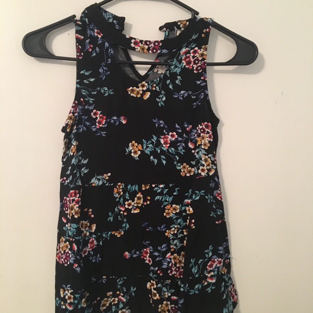 Never worn Black flowered tank top